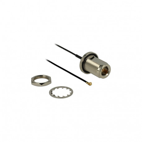 "Antennenkabel N Buchse zum Einbau zu I-PEX Inc., MHF® I Stecker 1.37 13 cm Gewindelänge 22 mm sprit