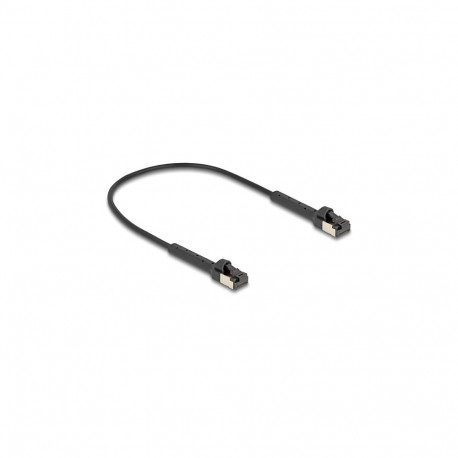 "Delock RJ45 Slim Netzwerkkabel Cat.8.1 U/FTP winkelbar bis 40 Gbps schwarz 0,25 m"