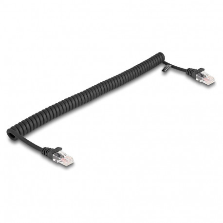 Delock RJ45 spiraalkaabel pistikust pistikusse Cat.5e 1 m must