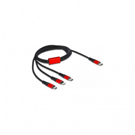 "Delock USB Ladekabel 3 in 1 USB Type-C™ zu Lightning™ / Micro USB / USB Type-C™ 1 m schwarz / rot"