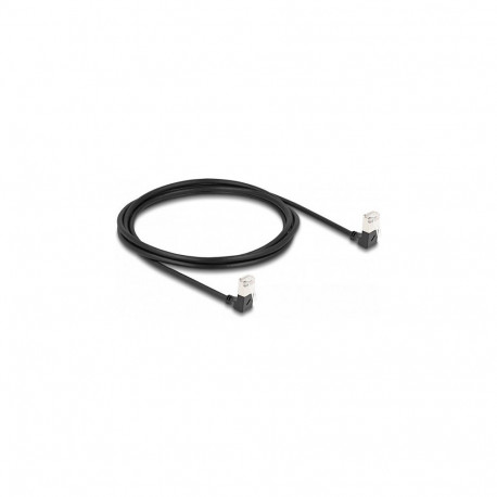 Delock RJ45 võrgukaabel Cat.6A S/FTP Slim 90° alla nurgaga 2 m must