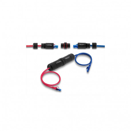 Delock RJ45 pesa-pesa kaabliliitmik Cat.6 M16 keermega ja bajonettkinnitusega IP68 tolmu- ja veekind