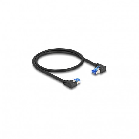 Delock RJ45 võrgukaabel Cat.6A S/FTP paremale / vasakule nurgaga 0,5 m must