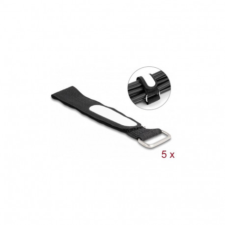 Delock aasaga ja märgistusalaga takjakinnitusega kaablisidemed L 203 x B 20 mm must 5 tk