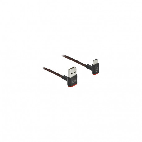 "EASY-USB 2.0 Kabel Typ-A Stecker zu EASY-USB Typ Micro-B Stecker gewinkelt oben / unten 1,5 m schwa