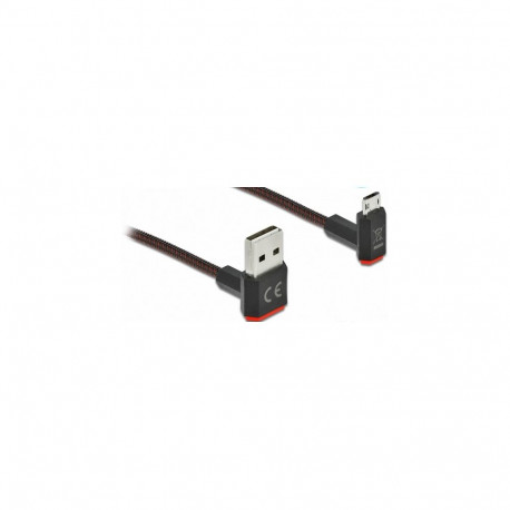 "EASY-USB 2.0 Kabel Typ-A Stecker zu EASY-USB Typ Micro-B Stecker gewinkelt oben / unten 0,5 m schwa