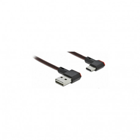 Delock EASY-USB 2.0 kaabel Type-A pistik USB Type-C™ pistik, vasakule / paremale nurgaga, 2 m, must