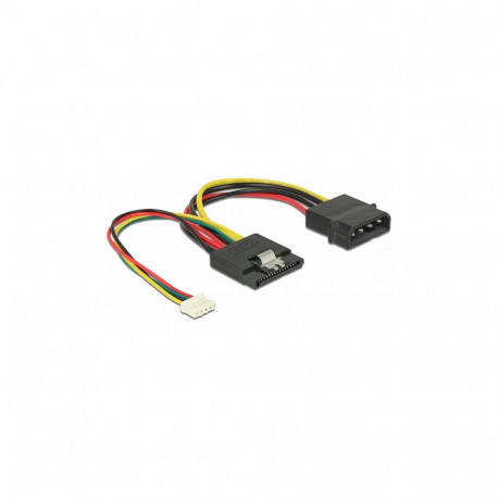 "Delock Stromkabel SATA 15 Pin Buchse > Molex 4 Pin Stecker + 4 Pin Strombuchse"