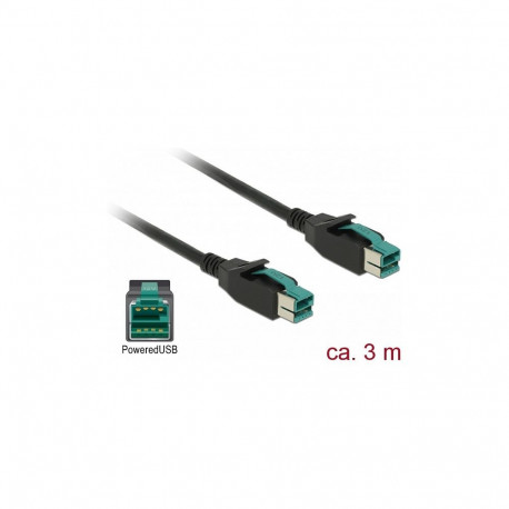 Delock PoweredUSB kaabel pistik 12 V > PoweredUSB pistik 12 V 3 m POS-printeritele ja terminalidele