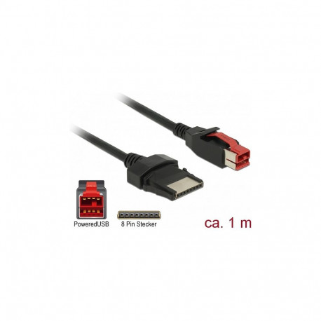 "Delock PoweredUSB Kabel Stecker 24 V > 8 Pin Stecker 1 m für POS Drucker und Terminals"