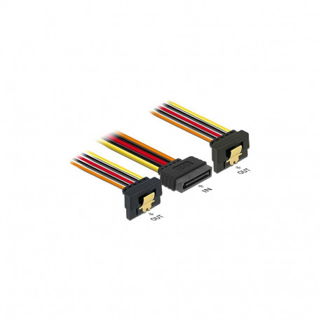 "Delock Kabel SATA 15 Pin Strom Stecker mit Einrastfunktion > 2 x SATA 15 Pin Strom Buchse 15 cm"