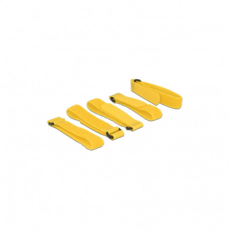 Delock takjakinnitusega kaablisidemed 300 mm x 20 mm, 5 tükki, aasaga, kollane