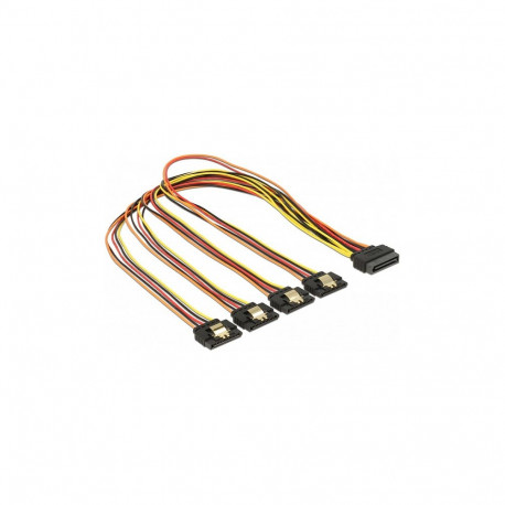 Delock SATA 15 Pin toitekaabel lukustusfunktsiooniga pistik > 4 x pesa, sirge, 50 cm