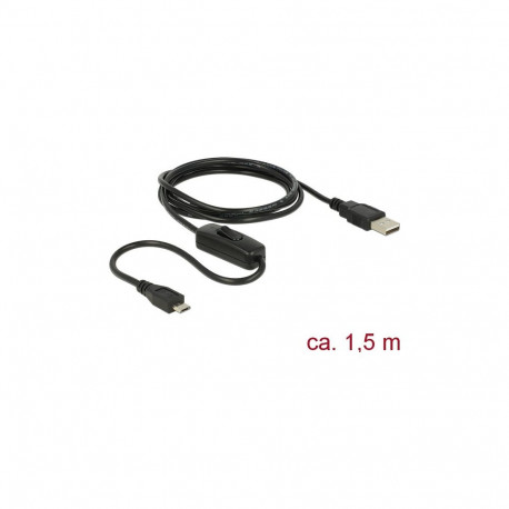 "Delock Ladekabel USB 2.0 Typ-A Stecker > USB 2.0 Micro-B Stecker mit Schalter für Raspberry Pi 1,5 