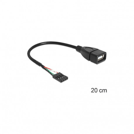"Delock Kabel USB Pin Header Buchse > USB 2.0 Typ-A Buchse 20 cm"