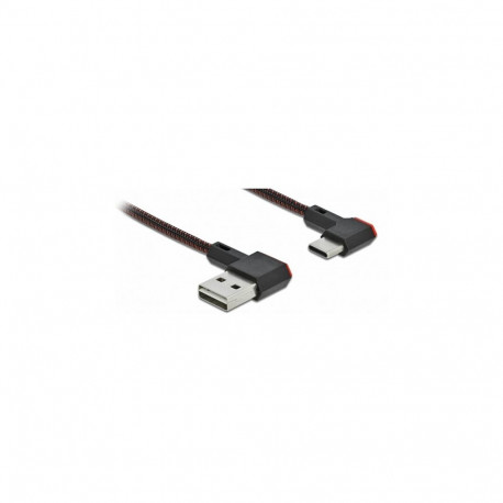 "Delock EASY-USB 2.0 Kabel Typ-A Stecker zu USB Type-C™ Stecker gewinkelt links / rechts 0,5 m schwa