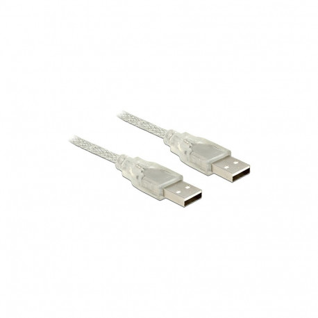 "Delock Kabel USB 2.0 Typ-A Stecker > USB 2.0 Typ-A Stecker 0,5 m transparent"