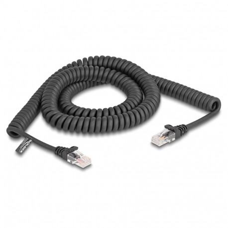 "Delock RJ45 Spiralkabel Stecker zu Stecker Cat.5e 3 m schwarz"