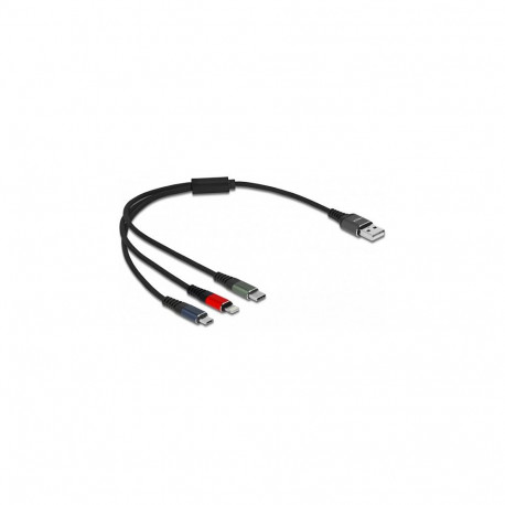 "Delock USB Ladekabel 3 in 1 Typ-A zu Lightning™ / Micro USB / USB Type-C™ 30 cm 3-farbig"