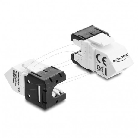 "Delock Keystone Modul RJ45 Buchse zu LSA Cat.6A 45° gewinkelte Buchse ungeschirmt 180° Kabelführung