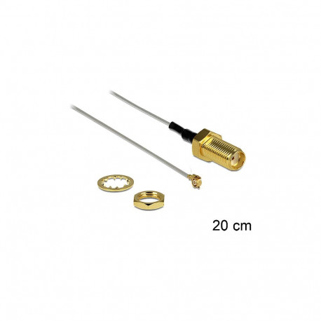 Antennikaabel SMA paigalduspesa I-PEX Inc. MHF® II pistik 0.81, 20cm, keerme pikkus 10mm