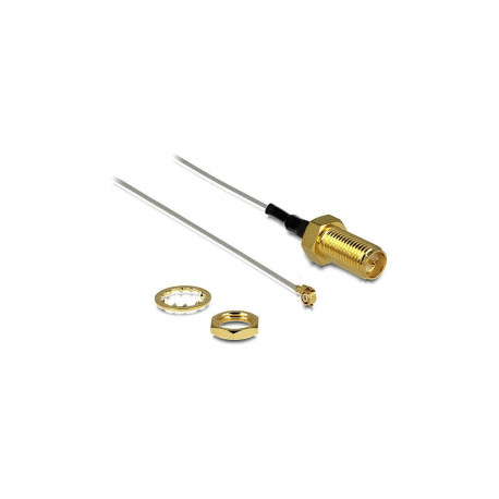 "Antennenkabel RP-SMA Buchse zum Einbau zu I-PEX Inc., MHF® II Stecker 0.81, 20 cm Gewindelänge 10 m