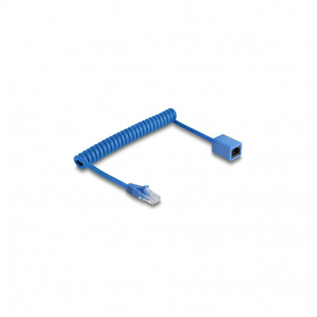 "Delock RJ45 Spiralkabel Stecker zu Buchse Cat.6 UTP 0,8 m bis 1,8 m blau"