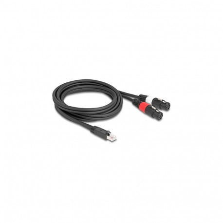 "Adapterkabel RJ45 Stecker zu 2 x XLR 3 Pin Buchse schwarz 2 m"