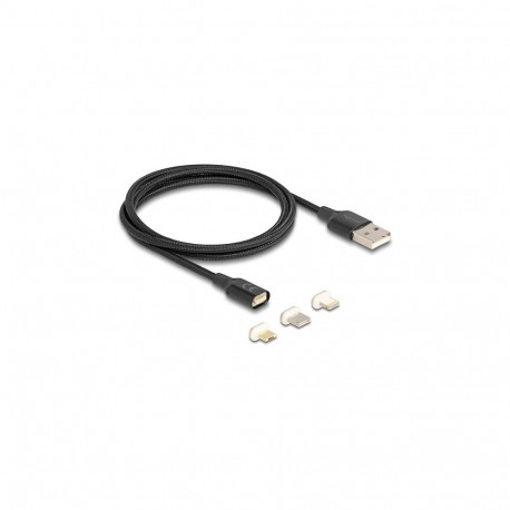Delock magnetiline laadimiskaabli komplekt 8 Pin Lightning™ / Micro USB / USB Type-C™ must 1 m