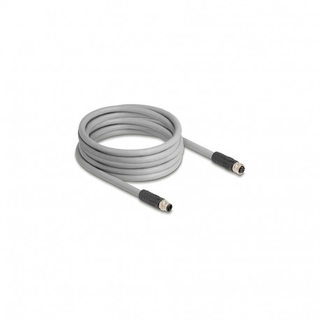 "Delock M12 Kabel L-kodiert 5 Pin Stecker zu Buchse PUR schleppkettentauglich 5 m grau"