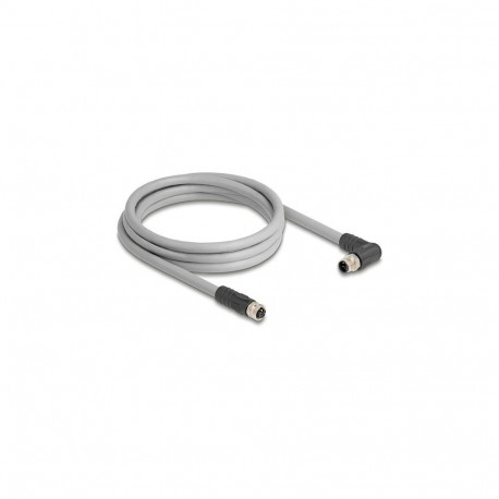 "Delock M12 Kabel L-kodiert 5 Pin Stecker rechts gewinkelt zu Buchse gerade PUR schleppkettentauglic