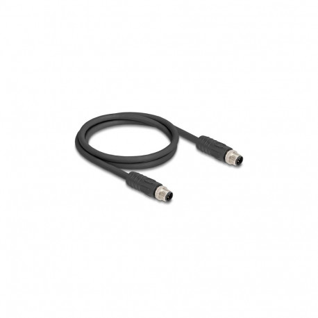 "Delock M12 Kabel L-kodiert 4 Pin Stecker zu Stecker PUR schleppkettentauglich 2 m schwarz"