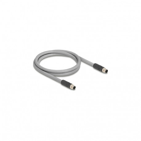 "Delock M12 Kabel L-kodiert 5 Pin Stecker zu Stecker PUR schleppkettentauglich 3 m grau"