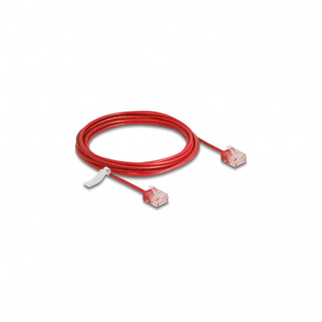 "Delock RJ45 Netzwerkkabel Cat.6 UTP Ultra Slim 3 m rot mit kurzen Steckern"