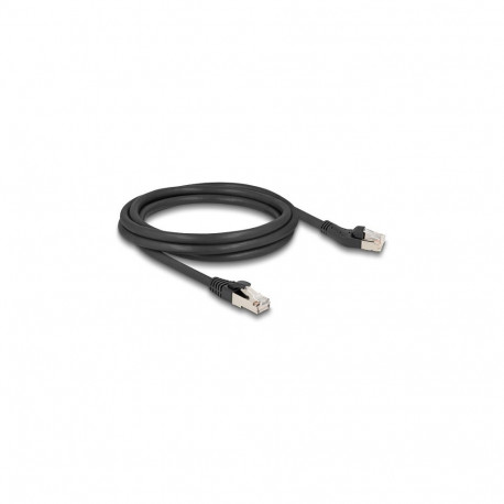 "Delock RJ45 Netzwerkkabel Cat.8.1 S/FTP Stecker 45° nach links gewinkelt zu Stecker gerade bis 40 G