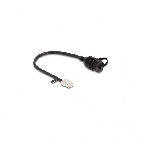 Delock RJ45 pistik-pesa kaabel korgiga paigaldamiseks Cat.5e FTP IP68 tolmu- ja veekindel 25 cm must