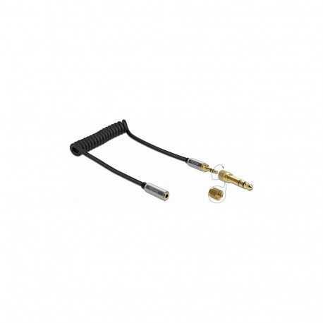 Delock spiraalne pikenduskaabel 3,5 mm 3-pin pistik-pesa 6,35 mm keeratava adapteriga 1 m