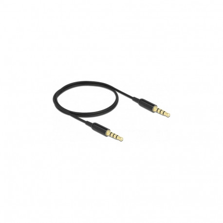"Delock Klinkenkabel 3,5 mm 4 Pin Stecker zu Stecker Ultra Slim 0,5 m schwarz"
