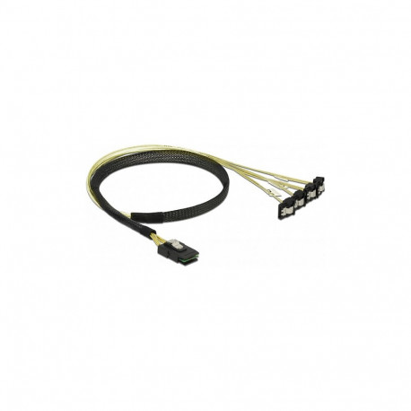 "Delock Kabel Mini SAS SFF-8087 > 4 x SATA 7 Pin gewinkelt 0,5 m"