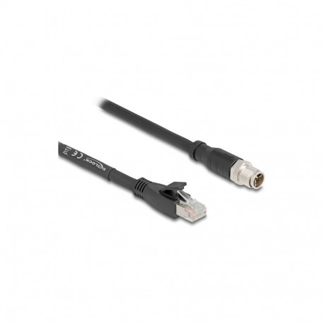 "Delock M12 Kabel X-kodiert 8 Pin Stecker zu RJ45 Stecker Cat.5e S/FTP flexibel 5 m schwarz"