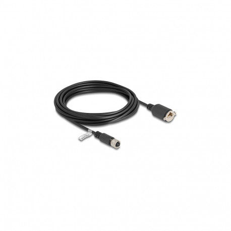 "Delock M12 Kabel D-kodiert 4 Pin Buchse zu RJ45 Buchse zum Einbau Cat.5e FTP 5 m schwarz"