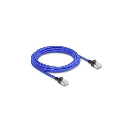 "Delock RJ45 Netzwerkkabel mit Geflechtmantel Cat.6A U/FTP Slim 3 m blau"