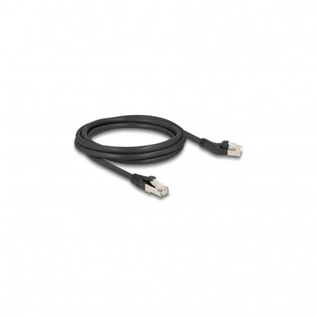 Delock RJ45 võrgukaabel Cat.6A S/FTP 45° vasakule kaldega ja sirge pistikuga 2 m must