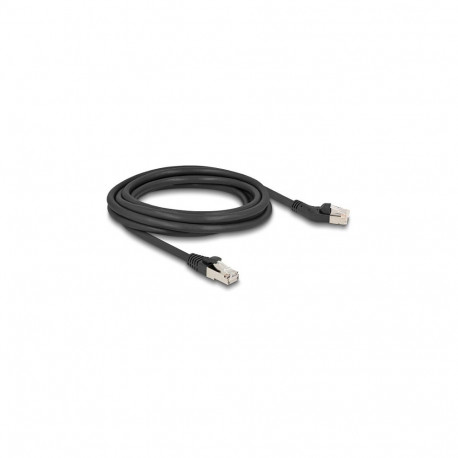 Delock RJ45 võrgukaabel Cat.6A S/FTP 45° vasakule nurgaga ja sirge pistikuga 3 m must