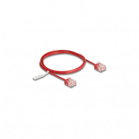 "Delock RJ45 Netzwerkkabel Cat.6 UTP Ultra Slim 1 m rot mit kurzen Steckern"