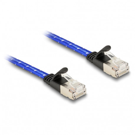 "Delock RJ45 Flachband Netzwerkkabel mit Geflechtmantel Cat.6A U/FTP 5 m blau"