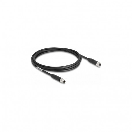 "Delock M8 A-kodiert 3 Pin Kabel Stecker zu Buchse PUR (TPU) 2 m"