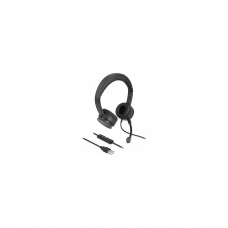 "Delock USB Stereo Headset mit Kabelfernbedienung und Quick-Mute Taste für PC und Notebook"