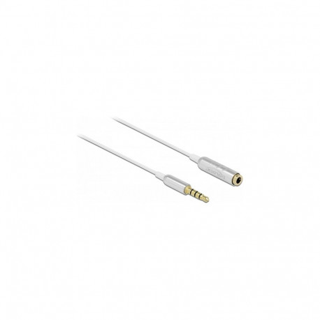 "Delock Audio Verlängerungskabel Klinke 3,5 mm 4 Pin Stecker zu Buchse Ultra Slim 0,5 m weiß"