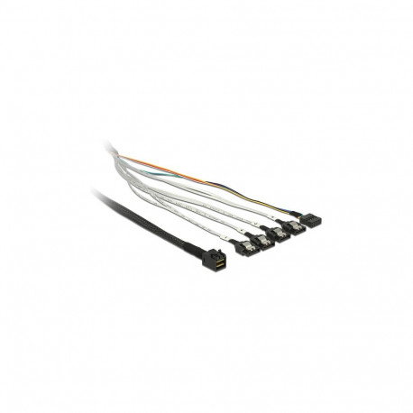 "Delock Kabel Mini SAS SFF-8643 > 4 x SATA 7 Pin + Sideband 0,5 m Metall"